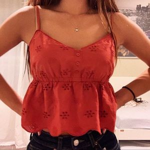 Coral peplum tank